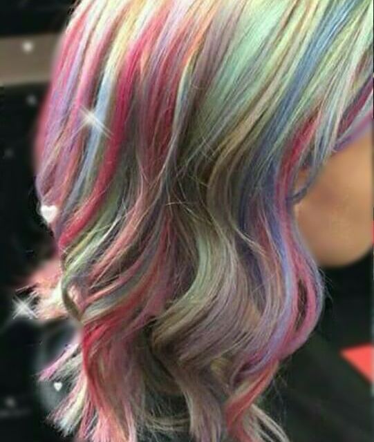 multicoloured hair, rainbow hair, rose gold, crazy colour