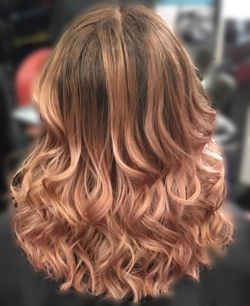 rose gold, balayage, curly hair, new hair